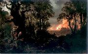 Franciszek Kostrzewski Fire of village. Spain oil painting artist